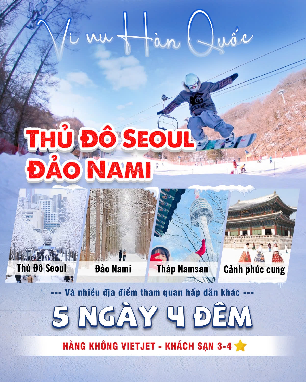 SEOUL - NAMI - LOTTE WORLD TRƯỢT TUYẾT 5N4Đ T1,2 2026